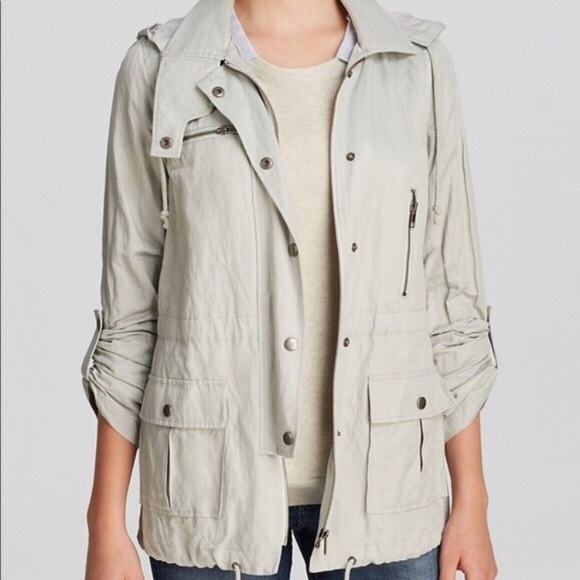 Joie Jackets & Blazers - Joie Military Style Anorak Jacket Raincoat Silver